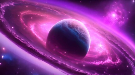 Wall Mural - Amazingly colorful galaxy in outer space, with swirling, sparkling stars, vibrant nebulae in pinks, blues, and purples, and a glowing, radiant core