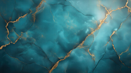 Creative turquoise marble texture design highlighted by cracked gold details for a rich and elegant