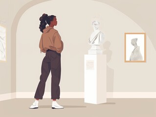 Wall Mural - Woman Viewing Art in Museum Gallery