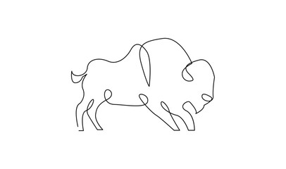 Wall Mural - Bison line continuous single line simple illustration art