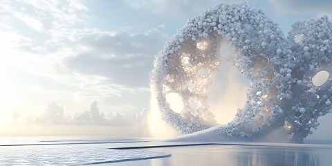 Wall Mural - a large white cloud with a white circle in the middle. the circle is surrounded by many smaller circ