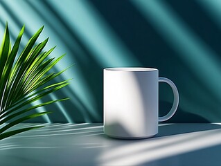 Minimalist coffee mug with shadows