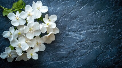 Elegant White Blossoms on Dark Slate Background for Tranquil and Minimalist Design Concepts