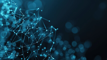 Digital web of connected nodes and sharp lines creates mesmerizing visual effect, showcasing beauty of technology and connectivity in vibrant blue hue