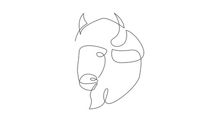 Wall Mural - Bison line continuous single line simple illustration art