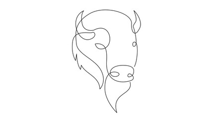 Wall Mural - Bison line continuous single line simple illustration art