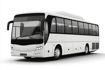 modern white tour bus with large windows isolated on transparent background