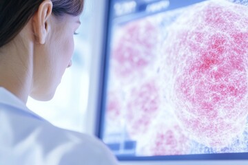 Aufkleber - Female Scientist Analyzing Tissue Samples in High-Tech Lab for Cancer Research