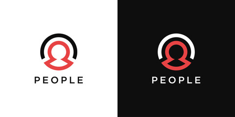 Poster - People icon, circle and human shape logo design. Premium Vector