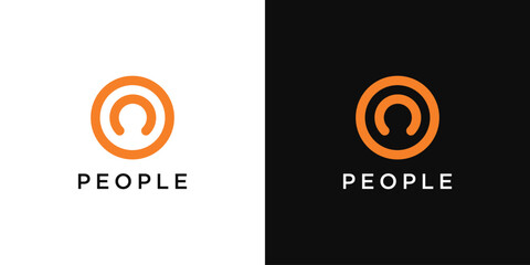 Poster - People icon, circle and human shape logo design. Premium Vector