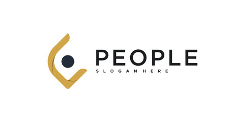 Poster - Abstrack people logo design, human symbol style. Premium Vector