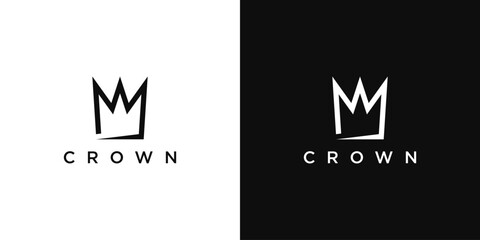 Poster - Abstract black crown logo. Royal king icon design. Premium Vector