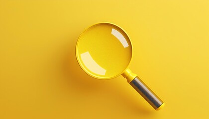 A bright yellow magnifying glass on a matching yellow surface, emphasizing clarity, focus, and attention to detail.