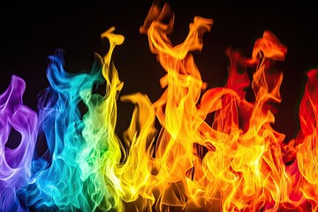 Wall Mural - Colorful flames against dark background 