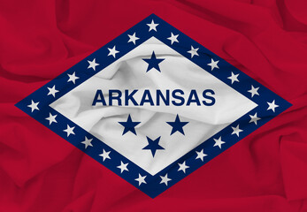 Flag of Arkansas , High Quality fabric and Grunge Image of Arkansas USA. USA states Arkansas Fabric flag.