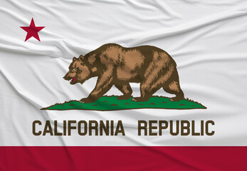 Flag of California , High Quality fabric and Grunge Image of California USA. USA states California Fabric flag.