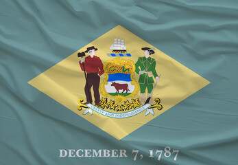 Flag of Delaware, High Quality fabric and Grunge Image of Delaware USA. USA states Delaware Fabric flag.