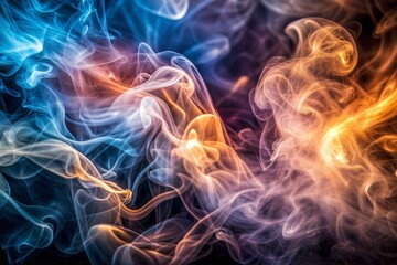 Wall Mural - vibrant colored smoke swirling on dark background with smoke texture