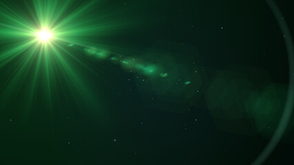 Wall Mural - Green Flare Lights With Lens Flare, Widescreen 4K Resolution