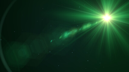 Green Flare Lights With Lens Flare, Widescreen 4K Resolution