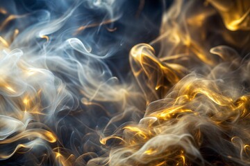 Wall Mural - dynamic golden and gray smoke swirls in abstract composition with smoke texture