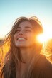 © MK - Woman smiling at sunset