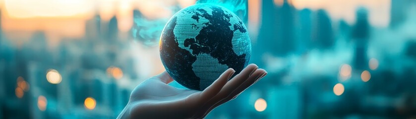 concept of global responsibility, person holding miniature earth in hand symbolizing environmental a