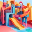 © Siriroj - Surreal Geometric Playground Vibrant Futuristic Structures Defy Spatial Logic