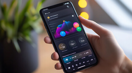 person using finance application on smartphone to manage their budget