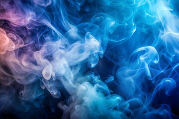 Wall Mural - blue and pink smoke texture swirling against dark background