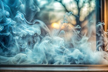 Wall Mural - smoke texture flowing through window in dreamlike abstract image