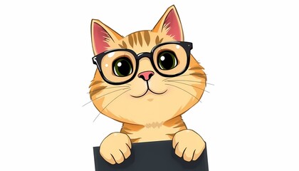 Cat with Glasses and Chalkboard