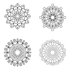 Wall Mural - Set of Black and white floral mandala vector illustration,  mandala coloring book pages for adults vector illustration