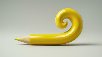 Wall Mural - A yellow pencil bent into a spiral shape. AI.