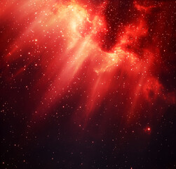 Wall Mural - red background, red light rays, stars, galaxy