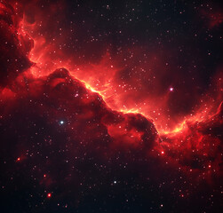 Wall Mural - red background, red light rays, stars, galaxy