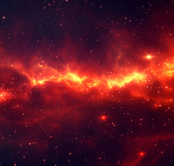 Wall Mural - red background, red light rays, stars, galaxy