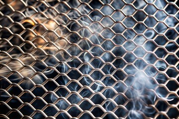 Canvas Print - smoke rising through metal grill with abstract smoke texture