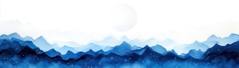 Sticker - Blue Mountains Watercolor Painting.