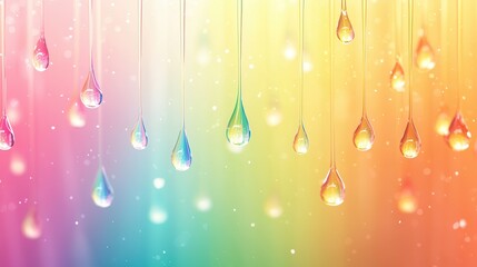 Canvas Print - Abstract Rainbow Water Drops.