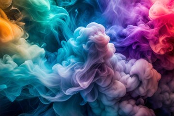 Wall Mural - colorful smoke texture against dark background in artistic composition