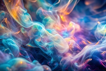 Wall Mural - swirling colorful smoke texture in abstract photography on dark background