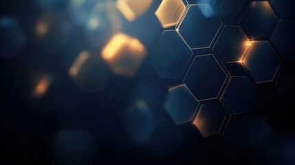 Poster - Abstract Hexagon Pattern With Warm Glow