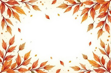 Wall Mural - Autumn background with watercolor leaves and white space for text, beautiful autumn background with copy feminine spaces for decoration and design on the theme of fall season and nature