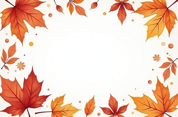 Wall Mural - Autumn background with watercolor leaves and white space for text, beautiful autumn background with copy feminine spaces for decoration and design on the theme of fall season and nature