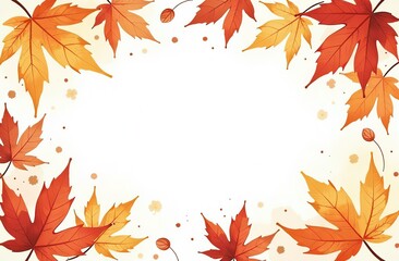 Wall Mural - Autumn background with watercolor leaves and white space for text, beautiful autumn background with copy feminine spaces for decoration and design on the theme of fall season and nature