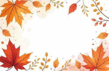 Wall Mural - Autumn background with watercolor leaves and white space for text, beautiful autumn background with copy feminine spaces for decoration and design on the theme of fall season and nature