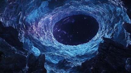 Wall Mural - Digital illustration of a black hole in space 3D cartoon rendering