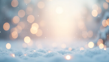 Luminous bokeh effect with softly shimmering white light, featuring circular glowing lights scattered across a light grey background