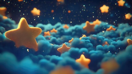 Wall Mural - 3D cartoon depiction of stars in the night sky